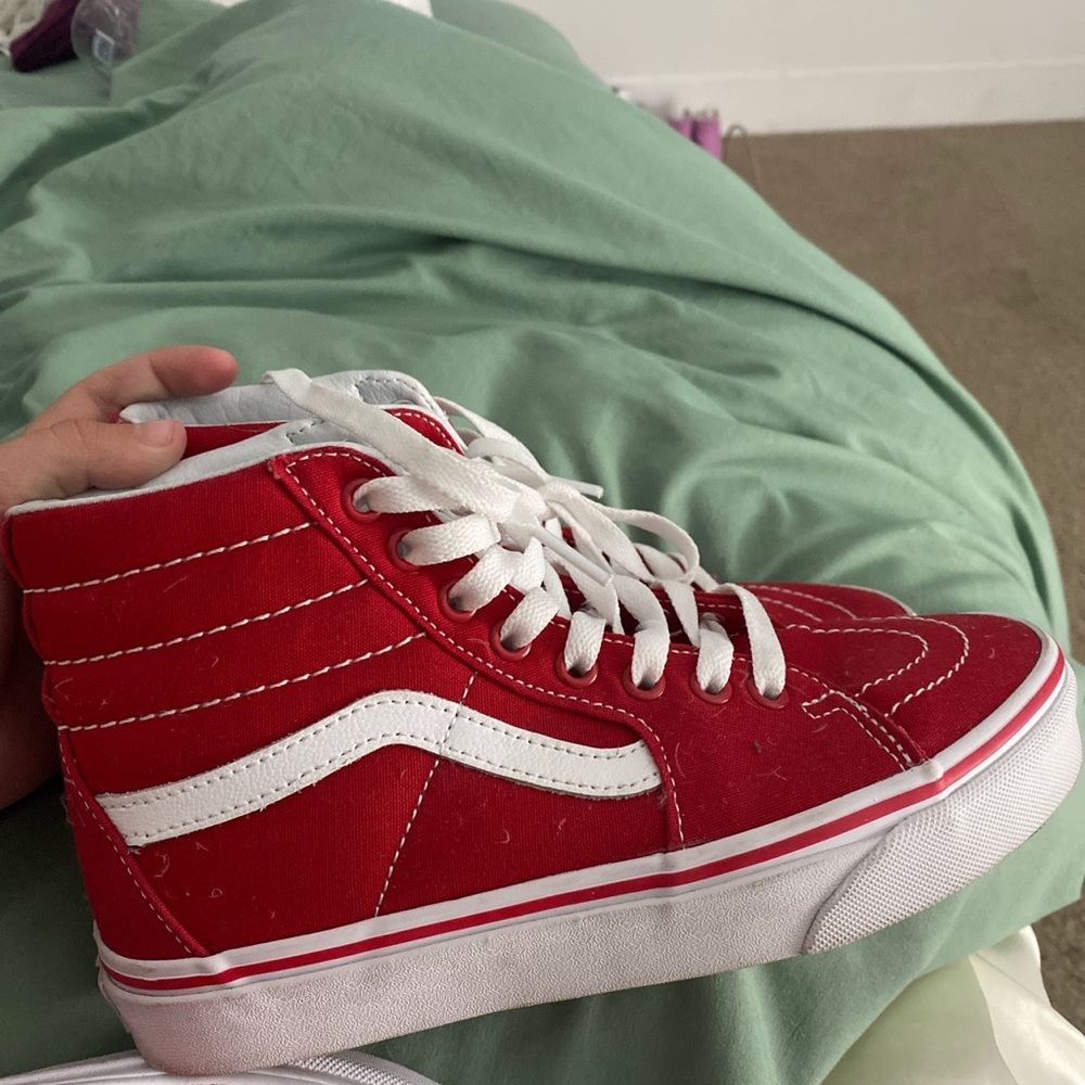 Red hi top vans! 4.5 men 6 women